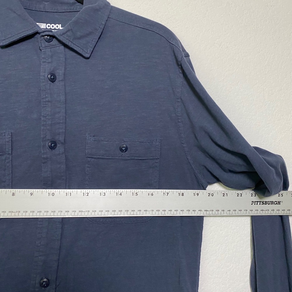 32 Degrees Cool Mens Small Navy Blue 100% Cotton Long Sleeve Button Down Shirt - Picture 4 of 7